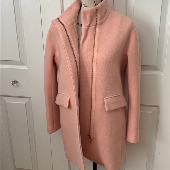 J.Crew Pale pink Nello Gori wool Stadium Cloth Coat Sz 2 4 Small - Picture 4 of 13